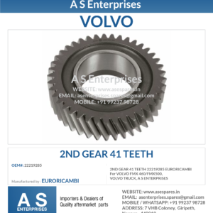 2ND GEAR 41 TEETH 22219285 EURORICAMBI For VOLVO FMX 460/FMX500, VOLVO TRUCK, A S ENTERPRISES