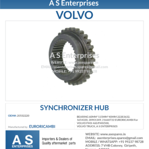 SYNCHRONIZER HUB 20532220 EURORICAMBI For VOLVO FMX 460/FMX500, VOLVO TRUCK, A S ENTERPRISES