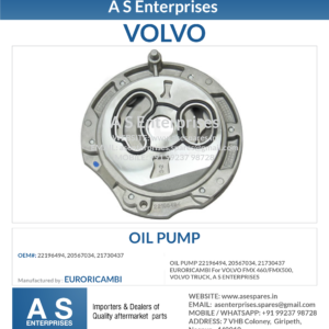 OIL PUMP 22196494, 20567034, 21730437 EURORICAMBI For VOLVO FMX 460/FMX500, VOLVO TRUCK, A S ENTERPRISES