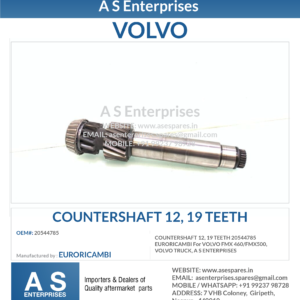 COUNTERSHAFT 12, 19 TEETH 20544785 EURORICAMBI For VOLVO FMX 460/FMX500, VOLVO TRUCK, A S ENTERPRISES