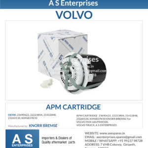 APM CARTRIDGE 23690622, 22223804, 21412848, 23260134, K096837K50 KNORR BREMSE For VOLVO FMX 460/FMX500, VOLVO TRUCK, A S ENTERPRISES