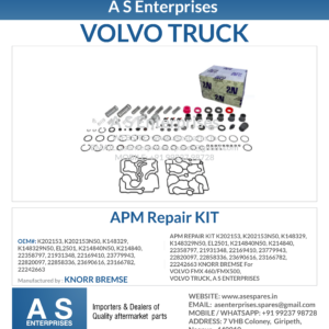 APM REPAIR KIT K202153, K202153N50, K148329, K148329N50, EL2501, K214840N50, K214840, 22358797, 21931348, 22169410, 23779943, 22820097, 22858336, 23690616, 23166782, 22242663 KNORR BREMSE For VOLVO FMX 460/FMX500, VOLVO TRUCK, A S ENTERPRISES