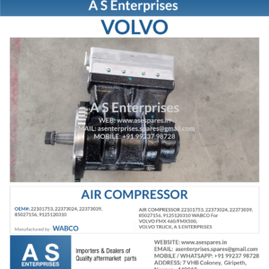 AIR COMPRESSOR 22101753, 22373024, 22373039, 85027156, 9125120310 WABCO For VOLVO FMX 460/FMX500, VOLVO TRUCK, A S ENTERPRISES