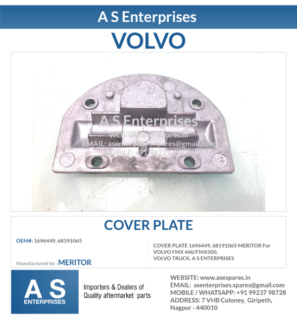 COVER PLATE 1696449, 68191065 MERITOR For VOLVO FMX 460/FMX500, VOLVO TRUCK, A S ENTERPRISES