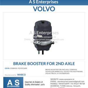 BRAKE BOOSTER FOR 2ND AXLE 22080434, 9254911600 WABCO For VOLVO FMX 460/FMX500, VOLVO TRUCK, A S ENTERPRISES