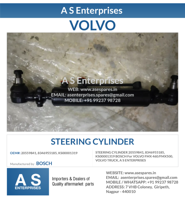 STEERING CYLINDER 20559841, 8346955185, KS00001319 BOSCH For VOLVO FMX 460/FMX500, VOLVO TRUCK, A S ENTERPRISES