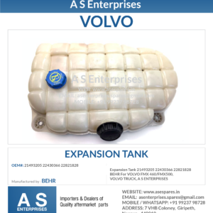 Expansion Tank 21493205 22430366 22821828 BEHR For VOLVO FMX 460/FMX500, VOLVO TRUCK, A S ENTERPRISES