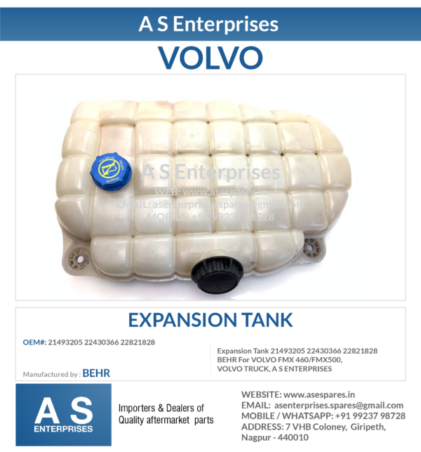 Expansion Tank 21493205 22430366 22821828 BEHR For VOLVO FMX 460/FMX500, VOLVO TRUCK, A S ENTERPRISES