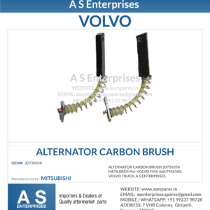 ALTERNATOR CARBON BRUSH 20750350 MITSUBISHI For VOLVO FMX 460/FMX500, VOLVO TRUCK, A S ENTERPRISES